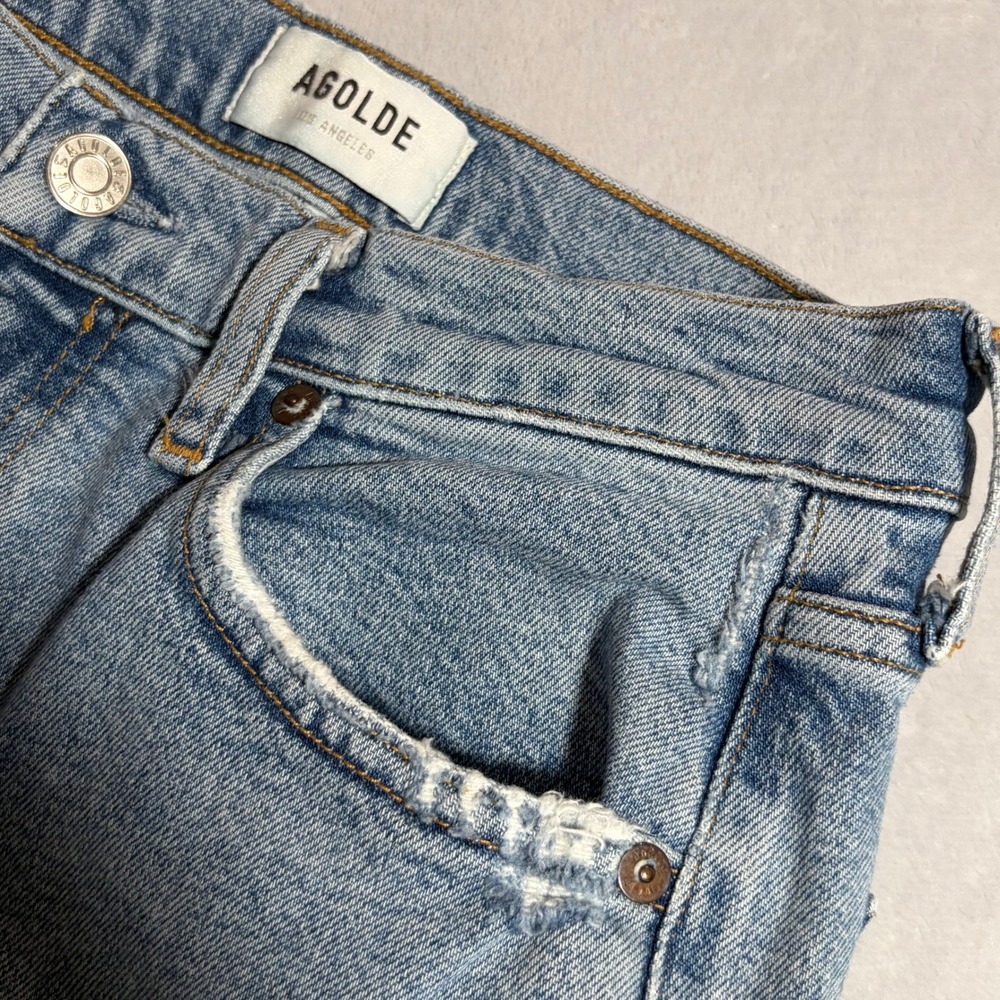 AGOLDE Los Angeles Wilder Jeans Womens 25 High Rise Straight Leg Light Wash - Picture 6 of 13